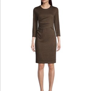 NWT Calvin Klein Ruched Check Bodycon Midi Dress